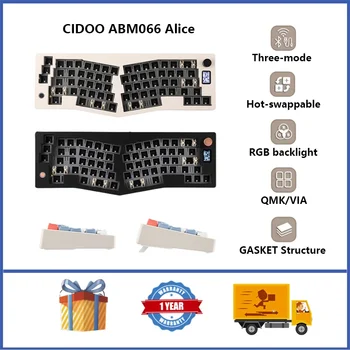 CİDOO ABM066 Alice Kablosuz BareBone Klavye Seti 65 % CONTA Yapısı RGB Desteği QMK / VIA Çalışırken Değiştirilebilir Özel Topuzu ile