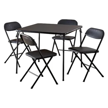 Cosco 5 Parçalı kart masası Seti, Siyah Katlanır Sandalye kamp sandalyesi Taşınabilir Sandalye Balıkçılık Sandalye