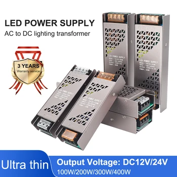 DC12V / 24 V LED Sürücü Güç Kaynağı 100 W 200 W 300 W 400 W Trafo Süper İnce AC DC Dönüştürücü için LED Şerit / LED Ampul Aydınlatma