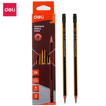 DELİ Grafit Kalemler Okul için 1 Kutu(12 ADET) HB / 2B Ofis Kalem Çizim kalem seti Kalemler Çocuklar için E37013 E37014