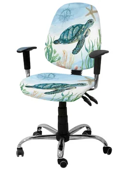 Deniz Tema Deniz Kaplumbağası Denizyıldızı Pusula Elastik Koltuk sandalye kılıfı Çıkarılabilir ofis koltuğu Slipcover Bölünmüş klozet kapağı s