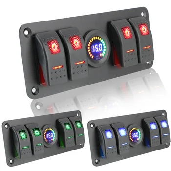 Devre kesici LED Voltmetre Çift ışık anahtarı Araba Çıkış Kombinasyonu ON-OFF Anahtarı Paneli