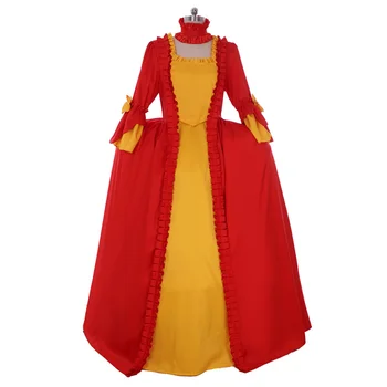 Devrimi Ortaçağ Dönemi Victoria Balo Vintage Kostüm 18th Yüzyıl Kırmızı Rokoko Elbise Kostüm Marie Antoinette Kırmızı Elbise