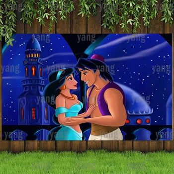 Disney Aladdin Yasemin Prenses Düğün Sihirli Halı Kale Zemin Kızlar Doğum Günü Partisi Bebek Duş Afiş