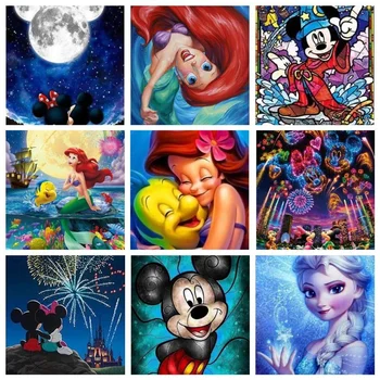 Disney DIY Elmas Karikatür Prenses Mickey Mouse Mermaid Çapraz Dikiş El Kakma çocuk Hediyeleri Odası Ev Duvar Sanatı Dekorasyon