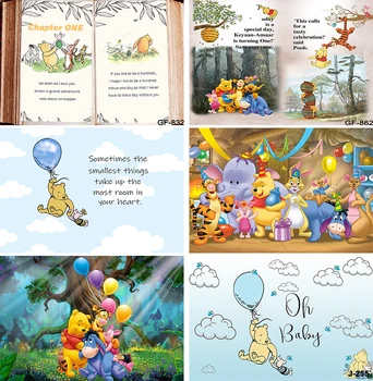 Disney Zemin Fotoğraf Duvar Winnie Ayı Özel Açık Balon Kaplan Piglet Çocuk Parti Afiş Bebek Duş Arka Plan Doğum Günü