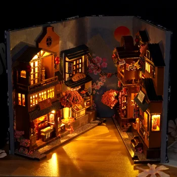 DIY Kitap Nook Raf Bebek Evi Minyatür Ahşap Kitaplık Ekleme Minyatür Ev model seti Anime Koleksiyonu Doğum Günü Oyuncak Hediyeler