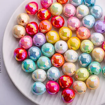 DIY Takı Bulguları 100 adet 16mm Sevimli Oval Yumurta Şekli AB Renkler Akrilik Plastik Boncuk Fit Bilezik Kolye Küpe Süsleme