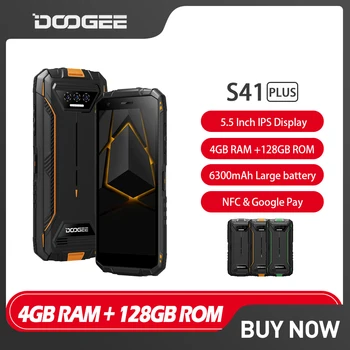 DOOGEE S41 artı Sağlam Telefonlar 5.5 İnç Spreadtrum T606 4GB + 128GB 13MP AI Kamera Android 13 Cep Telefonu 6300mAh 4G Cep Telefonu NFC