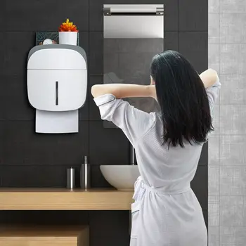 Duvara Monte Tuvalet Kağıdı Raf Banyo Aksesuarları Punch - Ücretsiz Sıhhi Depolama Dağıtıcı ABS Su Geçirmez Doku Kutusu Mutfak