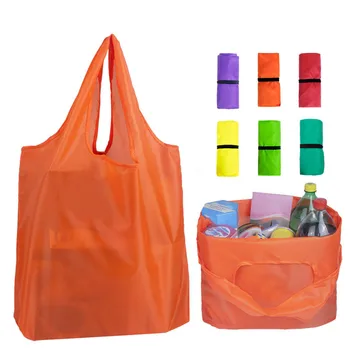 Düz Renk Taşınabilir Katlanabilir alışveriş çantası Çevre Dostu Büyük Kapasiteli alışveriş çantası Kadın Katlanır Cep Çanta bez plaj çantası