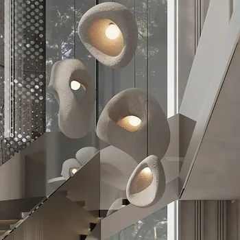 Düzensiz iskandinav Wabi-sabi kolye ışıkları Loft dekor Droplight fikstür E27 Villa oturma odası avize merdiven askıya lambaları