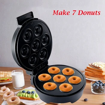 Elektrikli Çörek Makinesi 1200W Yapışmaz Kaplı Mutfak donut yapma makinesi çocuk Aperatifler Tatlılar Kahvaltı Yapar 7 Donuts ABD Plug