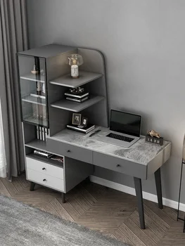 Entegre masa ve kitaplık, modern ve minimalist ev masaüstü kaya kart bilgisayar masası, çocuk çalışma masası, yatak odası