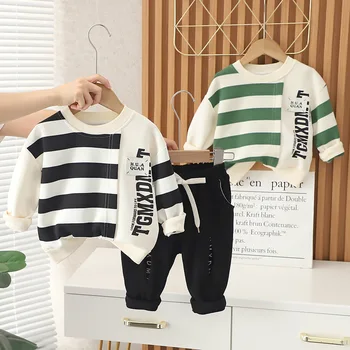 Erkek Giysileri Setleri Bahar Sonbahar 2023 Çocuk Pamuk Tişörtü Pantolon 2 adet spor elbise Bebek 5 Yıl Eşofman Çocuklar Kıyafetler