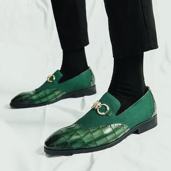 Erkek Klasik Kore Versiyonu Mikrofiber Deri rahat ayakkabılar Erkekler Toka Parti Düğün Loafer'lar Moccasins Sürüş Flats 38-47 Boyutu