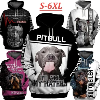 Erkekler kadınlar serin kapüşonlu ceket moda Rottweiler Pitbull Köpek 3D Baskılı Hoodie