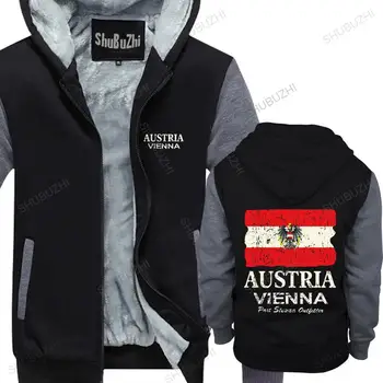 erkekler kış sıcak siyah hoody Avusturya Bayrağı Erkekler ceket Dijital Baskı kapşonlu Avusturya Viyana erkek kalın hoodies euro boyutu