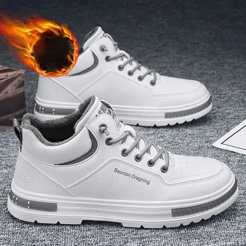 Erkekler Peluş Sıcak Rahat Düz vulkanize ayakkabı Adam 2024 Yeni Dantel-up Hafif Nefes Erkek Yürüyüş Sneakers Zapatillas Hombre