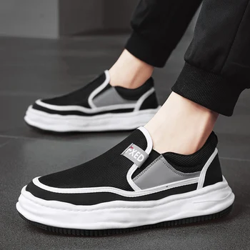 Erkekler Platformu Sneakers Yaz Moda Nefes Örgü Beyaz Spor Rahat Erkek Ayakkabı Yuvarlak Ayak Yumuşak Taban Kaymaz Zapatos Hombre