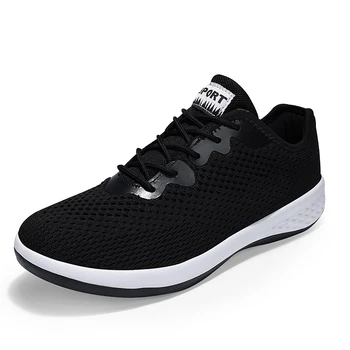 Erkekler rahat ayakkabılar 2024 Moda Nefes Yürüyüş Örgü düz ayakkabı Sneakers erkek Spor vulkanize ayakkabı siyah Erkek Ayakkabı