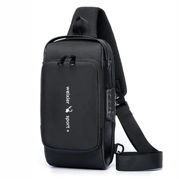 Erkekler Çapraz Vücut Omuz Göğüs Çantası USB şarj portu Oxford Su Geçirmez Anti-hırsızlık Motosiklet Erkek Yan Çanta asma sırt çantası Çanta