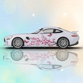 Evrensel Boyutu, Büyük Araç Graphicscar Uzun Şerit Çıkartması Sakura Kiraz Çiçeği Üniforma, japon Yan Araba Çıkartması Araba Sticker
