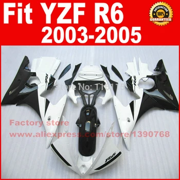 fabrika motosiklet kaporta kitleri YAMAHA 2003 2004 2005 R6 beyaz siyah YZF R6 03 04 05 kaporta kiti parçaları