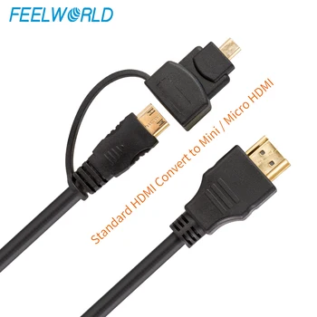 Feelworld Yüksek Hızlı HDMI dönüştürmek Mini Mikro HDMI kablosu 1.4 Sürüm Altın Kaplama Erkek Erkek Yüksek Kaliteli Video Kablosu 1m