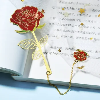 Güzel Metal Çiçek İmleri Püskül ile İçi Boş Gül Çiçek Lotus Ginkgo Yaprağı İmleri Kız Moda Kırtasiye