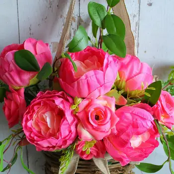 Güzel Simüle Çiçek Çelenk Solmayan Renkli yapay çiçek Çelenk Asılı Sahte Gül Sepeti Çelenk
