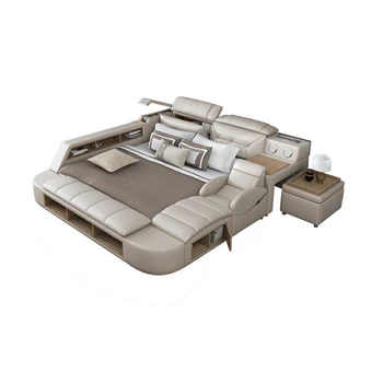 Hakiki Deri Çok Fonksiyonlu masaj yatağı Çerçeve Teknoloji Akıllı Camas Ultimate Tatami Yatak bluetooth hoparlör, USB, Güvenli