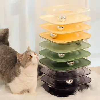 Iplik Kedi Oyuncaklar Kapalı Kediler İçin 3 katlı Kare Komik Kedi Oyuncak Top Spinner Pet Aksesuar Yavru Kedi İçin Büyük Ve Küçük Orta