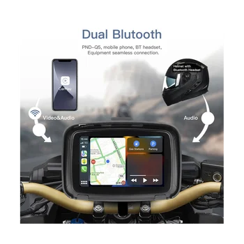 IPX7 Motosiklet Su Geçirmez Ekran 5 İnç Motosiklet Kablosuz Carplay Android Otomatik Taşınabilir Navigasyon