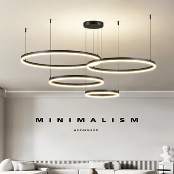 Iskandinav Oturma Odası Led Avizeler Modern Minimalist Atmosfer Tasarımcı Yüzük Altın Avize Salonu Ana Kolye Aydınlatma ışığı