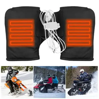 Isıtmalı gidon Muffs elektrikli ısıtmalı eldiven çifti motosiklet elektrikli araç ısıtmalı kalınlaşmış gidon kapakları aksesuarları