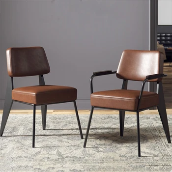 Italyan Kol Sandalye Salon İskandinav Deri Metal Bacaklar Lüks Benzersiz Makyaj Taht yemek sandalyeleri Oturma Odası Muebles Ev Mobilyaları