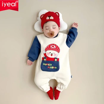 IYEAL Yeni Bebek Kış Sevimli Karikatür Romper Yenidoğan Bebek Kız Sıcak Tulum Sonbahar Moda Bebek Giyim Çocuk Giysi Tırmanmaya