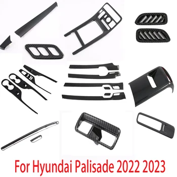 Iç Aksesuarları Hyundai Palisade 2022 2023 İçin Karbon Fiber Pencere Anahtarı Paneli Kapak Trim Merkezi Kontrol Paneli AC çıkışı