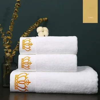 Işlemeli Taç Beyaz banyo havlusu 5 yıldız otel havluları 100 % Kaliteli Havlu Keseler havlu banyo Bayanlar yüz yıkama yumuşak havlu