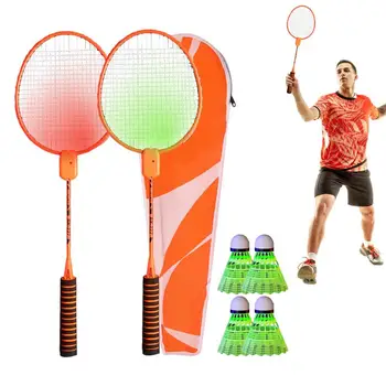Işık Badminton Raketleri Seti Naylon Raket Seti Renkli Raketle Taşınabilir Naylon Raket Seti Çocuklar İçin Açık Genç