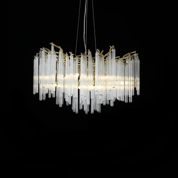 Işık lüks Modern kristal avize tüm bakır oturma odası atmosfer yemek yaratıcı ağaç dalı dekoratif asılı ışık