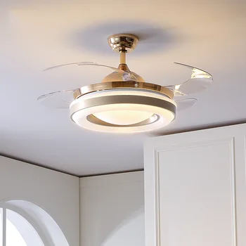 Işıklı tavan fanı görünmez fan ışık oturma odası yemek odası yatak odası ev basit modern İskandinav lambaları elektrikli fan ışık