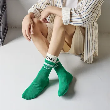 İlkbahar ve Sonbahar Dış Giyim Ins Moda Mektup Saf Pamuk Orta Tüp Çorap erkek Spor Mektup Sahte İki Parçalı Uzun Tüp Çorap