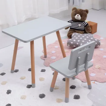 İskandinav çocuk odası ahşap Kare masa ve sandalye mobilya seti satılık