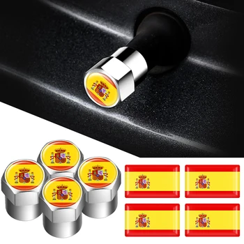 İspanyol bayrağı Araba iç dekorasyon çıkartmaları Araba Jant Lastik Hava vana kapağı Anti Hırsızlık Kök Kapak Toyota Fiat İçin