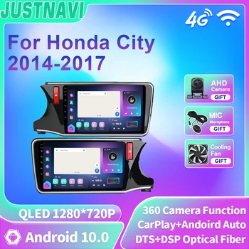 JUSTNAVI QLED Araba Radyo Honda City 2014-2017 Için Multimedya Video 4G WIFI BT GPS DSP RDS Oynatıcı Carplay Navigasyon 2 Din Hiçbir DVD