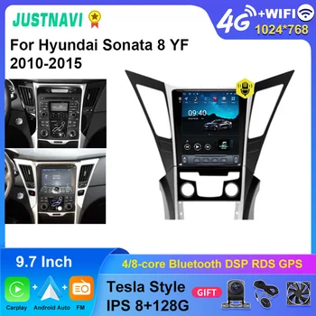 JUSTNAVI Tesla Tarzı Araba Radyo Hyundai Sonata 8 YF 2010-2015 Stereo Multimedya DSP Carplay Dikey Ekran Navigasyon GPS