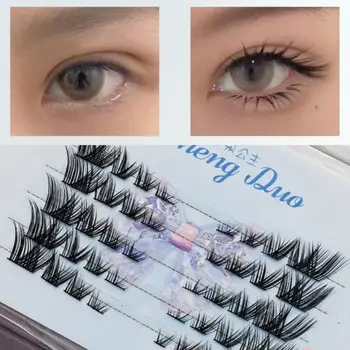 Kabarık Lashes Tilki Gözü Yanlış Eyelashes Segmentli Doğal suni elyaf Makyaj Kirpik 3D Göz Uzatma Kalın Uzun Göz Lashes