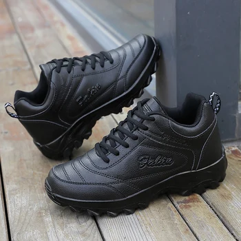Kadın deri sneakers gündelik ayakkabı Lace Up Flats Hafif Rahat Siyah kaymaz koşu ayakkabıları Açık Spor